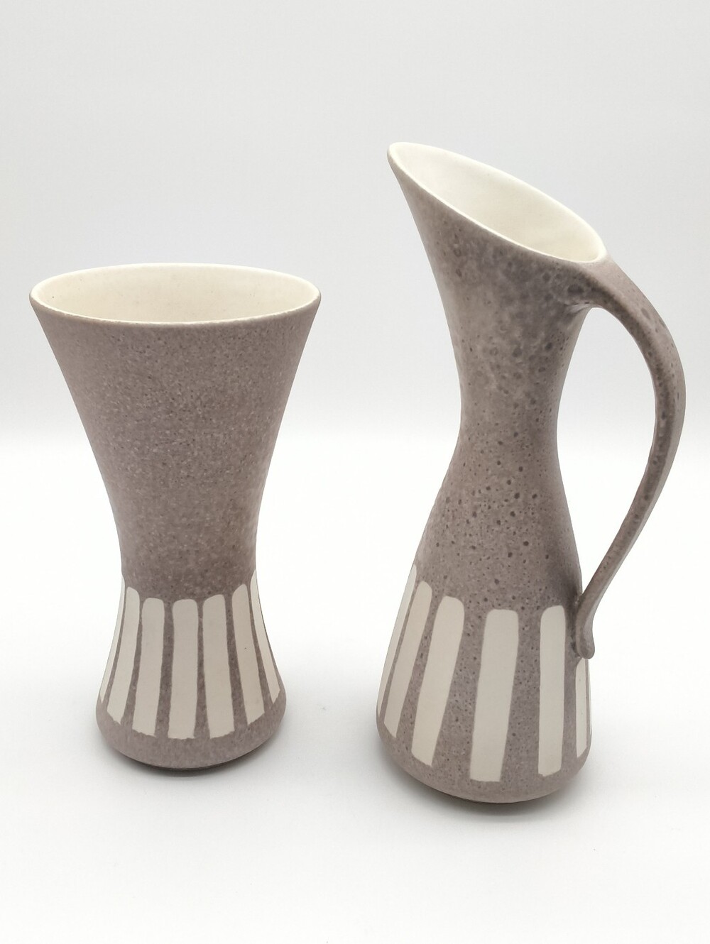 Mid Century Modern Strehla Keramik Pitcher & Vase Set German Art Pottery 1129/20